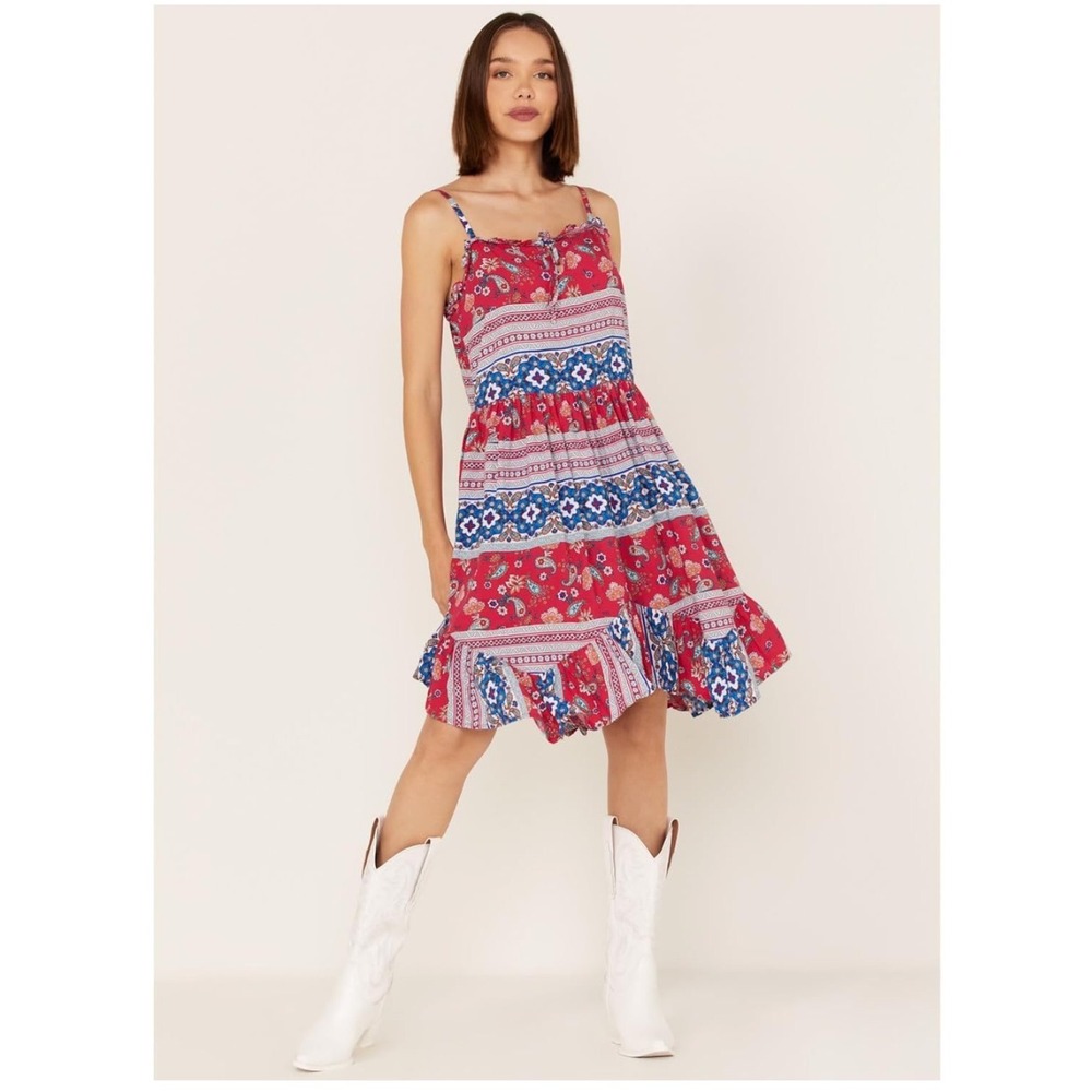 Wrangler Retro Americana Paisley Handkerchief Hem Dress 3XL Boho Western Cowgirl